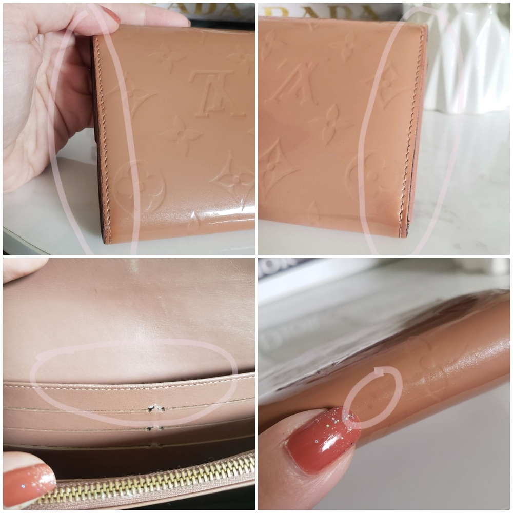 Authentic Pre-owned Louis Vuitton Rose Velours Vernis Flap Wallet - Picture 14 of 16